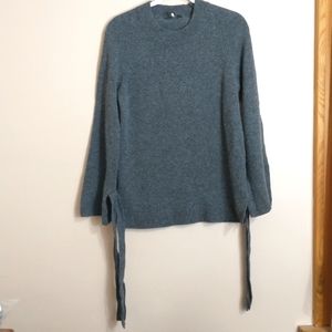 Ann Taylor Womens Wool Cashmere Blend Sweater Sz XS Grey Ties Minimalist Office